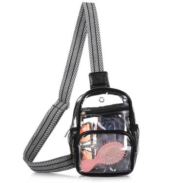 Imagem de Bolsa transversal transparente aprovada pelo estádio para mulheres, bolsa de ombro transparente com alça ajustável e fecho de zíper seguro