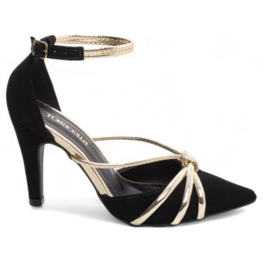 Imagem de SAPATO SCARPIN FEMININO TORRICELLA PRETO METALIZADO SPEECHIO OURO LIGHT, NÚMERO 35