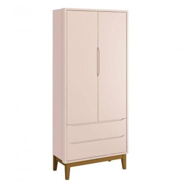 Imagem de Guarda-roupa Retrô 2 Portas Classic New Rosa Fosco Com Madeira - Moveisaqui