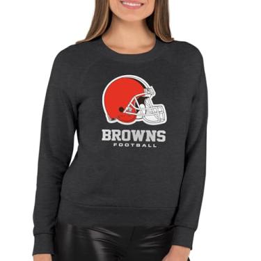 Imagem de Team Fan Apparel Pulôver feminino NFL Ultimate Fan Logo Slouchy gola redonda – Pulôver leve de lã sem etiqueta – Oficialmente licenciado, Carvão, XGG