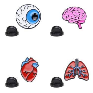 Imagem de Conjunto de pinos de broche: órgão humano, coração, cérebro, olho, pulmão, liga