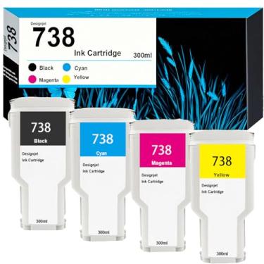 Imagem de Cartucho de tinta 738 300ml 498N8A 676M6A 676M7A 676M8A substituição para HP 738 Designjet cartucho de tinta para impressora DesignJet T850 T950 (preto ciano magenta amarelo)