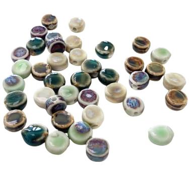 Imagem de MaryLavender Miçangas de porcelana redondas de cerâmica espaçador de porcelana kit de miçangas para artesanato de joias faça você mesmo artesanato 30 peças