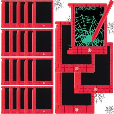 Imagem de Nezyo Pacote com 24 lembrancinhas de festa de teia de aranha, mini tablet LCD de 4,6 polegadas para crianças, tablet de desenho de teia de aranha, apagável, reutilizável, blocos de desenho eletrônicos