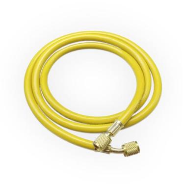 Imagem de Tuxihapp Mangueira de refrigeração AC, mangueira de carregamento HVAC 152.4 cm R410A com ângulo de 45° e alargador SAE de 1/10.2 cm, tubo medidor de coletor HVAC de pressão de trabalho de 800 PSI para