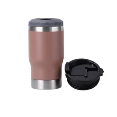 Imagem de Copo Térmico 4 em 1 Aço Inoxidável Isolado a Vácuo Caneca Porta Latas Fina Padrão 355ml Long Neck Termocooler com Tampa e Abridor de Garrafas (Nude)