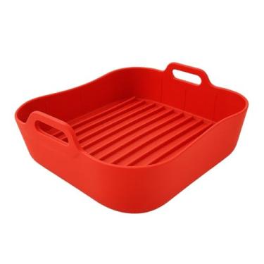 Imagem de Forma para Air Fryer em Silicone, Quadrada 21x7cm, Vermelha, Antiaderente, Resistente até 230°C (Vermelho)