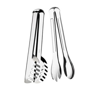 Imagem de Kit Pegador de Massa Serrilhado + Pegador de Salada de Aço Inox para Churrasco Petisco Salame