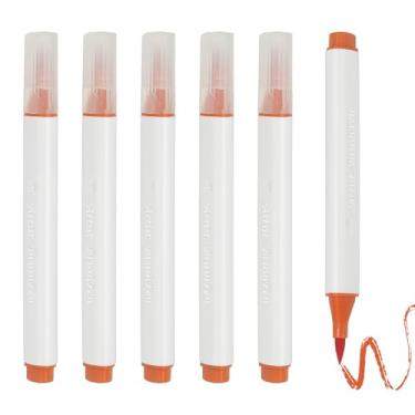 Imagem de PATIKIL Caneta de aquarela de arte, 6 peças, caneta de aquarela triangular de ponta macia para escritório, artesanato, álbuns, escrita, diário, desenho, caligrafia, laranja, amarelo