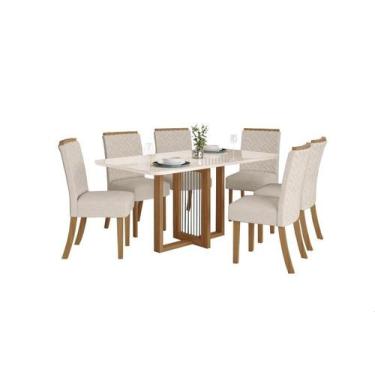 Imagem de Mesa Jantar Natali 160 6 Cadeiras Malu Linho - Henn