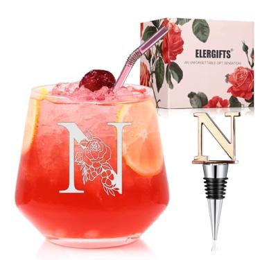 Imagem de Presentes personalizados para mulheres, monograma A-Z taça de vinho presente personalizado, presentes exclusivos de aniversário de Natal para mulheres, sua mãe, amiga, irmã, esposa, filha, enfermeira