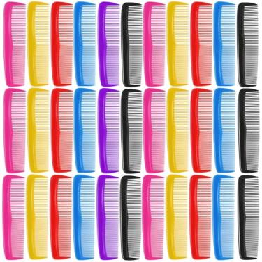 Imagem de Pentes de cabelo a granel, 50 peças embrulhadas individualmente, conjunto colorido de pente de cabelo com bolso fino para mulheres/homens, viagens, hotel, Airbnb, caixas de sapatos infantis de Natal