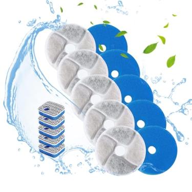 Imagem de Filtros para Fontes de Água Gatos 5 Pacotes Substituição com Espuma Automáticas Pets Tripla Filtração Materiais Seguros Dispensadores