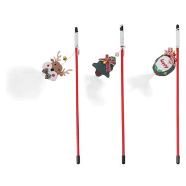 Imagem de SUPVOX 3 peças de brinquedos interativos para gatos, varinhas divertidas com tema natalino para gatos em ambientes internos, brincadeiras, árvore de Natal e para todas as idades