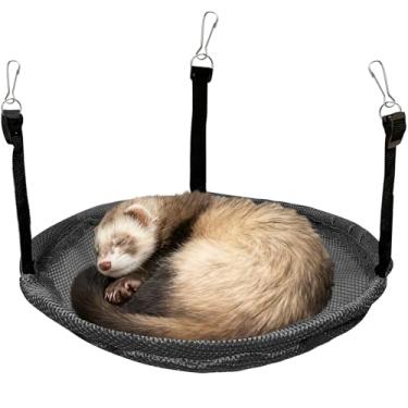 Imagem de FULUE Rede para furões redonda de 30,5 cm, cama suspensa de malha respirável para todas as gaiolas Ferret Nation/Midwest Cuddle Pod para dormir, formato redondo perfeito para sono natural