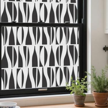 Imagem de ADD.HERES Película de privacidade para janela, fixação estática decorativa de vidro fosco, cobertura de vinil removível com bloqueio solar, película de janela para casa, cozinha, sala de estar