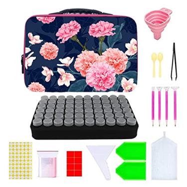 Imagem de Estojo de Armazenamento para Pintura com Diamantes 60 Compartimentos Case Resistente a Impactos e Quedas Bolsa Pedras Rhinestones Bordado Artesanato DIY Arte Manual Suprimentos Contas