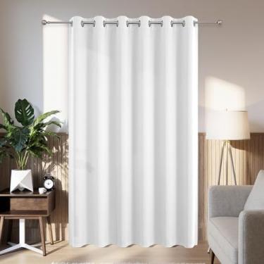 Imagem de Joydeco Cortinas blackout para portas deslizantes de pátio 227 cm de comprimento, cortinas divisórias de quarto com ilhós, cortinas blackout térmicas extra largas para quarto e sala de estar (branco