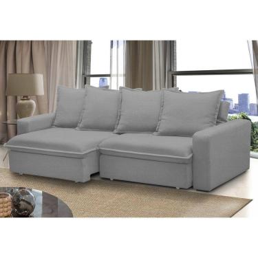 Imagem de Sofá Retrátil e Reclinável 3 Lugares 215cm Molas Espirais e Molas Ensacadas Vicenza Prata