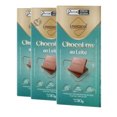 Imagem de Kit 3 Chocolate Chocolow Sabores Zero Lactose Sem Açúcar Glúten Choco 