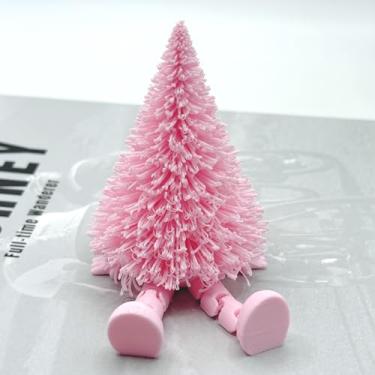 Imagem de Enfeite de árvore de Natal, feito de material de plástico/resina ajustável e durável, adequado para casa, escritório, peitoril de janela e decoração de mesa (rosa)