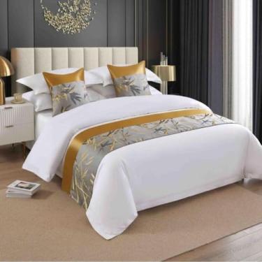 Imagem de Caminho de cama bordado, cachecóis de cama de estilo moderno, capa protetora King de luxo, poliéster premium, sem rugas, perfeito para estilo de quarto de hóspedes - tipo 11||50 * 240 cm para cama de