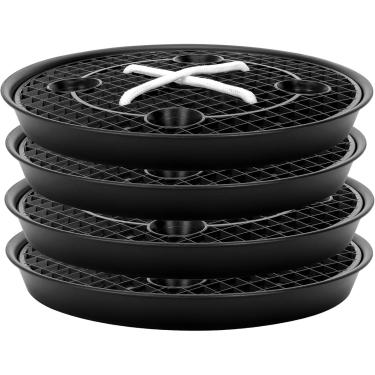 Imagem de COZYDIG Pacote com 4 bases autoirrigáveis para vaso de tecido, sistema de entrega de água de irrigação automática, suporte de pires de plantas de plástico de 35,5 cm para estufas internas e externas