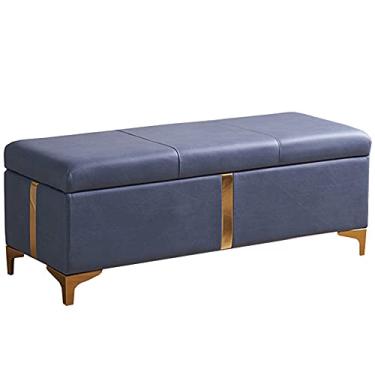 Imagem de FAMEOYA Banqueta dobrável de segurança contra incêndio para troca de sapatos domésticos 60/80/90/100 cm retangular espaço de armazenamento capa de tecido Os pés de metal podem suportar 150 kg OTT