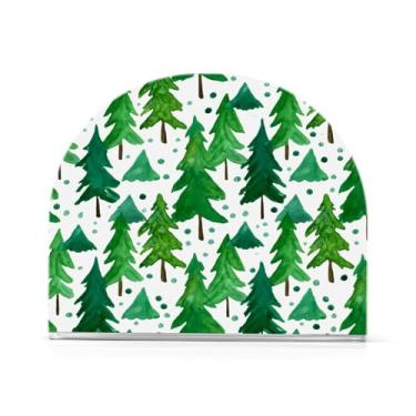 Imagem de Wassud Porta-guardanapos de acrílico para pinheiros aquarela, dispensador de guardanapo de papel moderno em forma de U para mesa, cozinha, sala de jantar, bancada 1 peça (comporta 50-60 guardanapos)