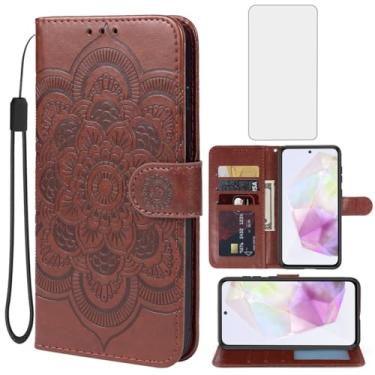 Imagem de Bohefo Capa para Galaxy A36 5G Capa para Samsung A 36 Capa carteira com protetor de tela de vidro temperado, suporte para cartão de crédito flip de couro para Samsung Galaxy A36 5G marrom