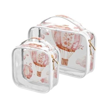 Imagem de xigua Balões de ar quente aquarela bolsa de maquiagem para mulheres, bolsa de cosméticos transparente de viagem, bolsa de higiene portátil à prova d'água para viagens, férias, organização de banheiro