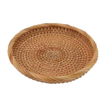 Imagem de QANYEGN Cesta de frutas de vime, bandeja decorativa de mesa de centro, cesta de vime tecida à mão para guardar uma variedade de frutas, lanches ou sobremesas (M)