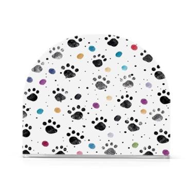 Imagem de Wassud Impressões de pata preta (2) porta-guardanapos de acrílico, dispensador de guardanapo de papel moderno em forma de U para mesa, cozinha, sala de jantar, bancada 1 peça (comporta 50-60