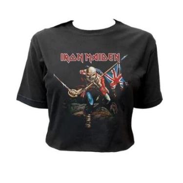 Imagem de Cropped de Banda Iron Maiden Stamp Feminino Manga Curta Gola Redonda-Feminino