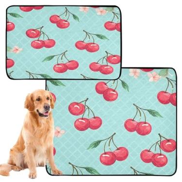 Imagem de CEBUGI Almofadas de xixi laváveis para cães, pacote com 2, almofadas impermeáveis para filhotes de cachorro, antiderrapante, à prova de vazamento, para cama de cercadinho, vermelho cereja