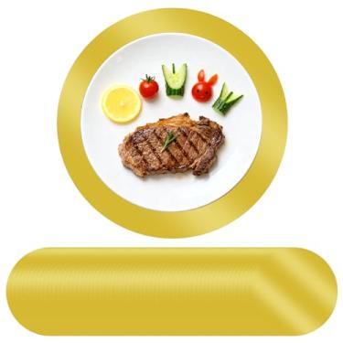 Imagem de Tomeurperf 60 peças de jogo americano de papel dourado, jogo americano descartável de 33 cm para mesa redonda, papel decorativo para festa de aniversário, banquete de casamento - ouro