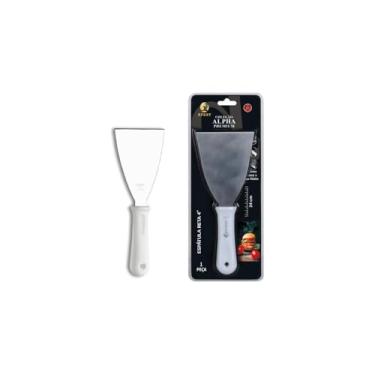 Imagem de Espátula Reta de Cozinha 4'', Aço Inox, Cabo Branco em Polipropileno, 24x10cm, 185g, Profissional