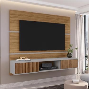 Imagem de Painel Âmbar Para Tv Até 65 Polegadas Ripado 2 Portas Cinamomo Off White