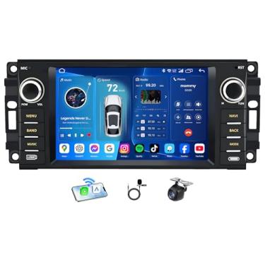 Imagem de Rádio estéreo 5G WiFi para Dodge Ram 1500 2500 3500 2009-2012: tela sensível ao toque de 7 polegadas 1280 * 800 IPS sem fio CarPlay Android Auto com GPS Bluetooth HD câmera de backup FM