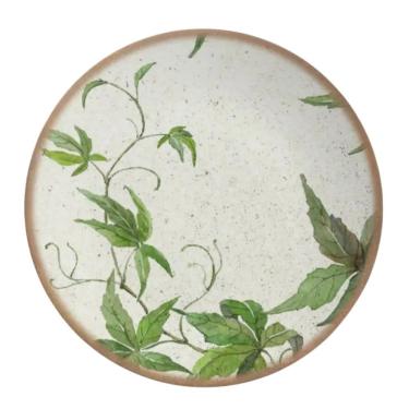 Imagem de Jogo 4 Pratos De Sobremesa De Cerâmica Off White Coup Tropical Leaves Alleanza 20cm