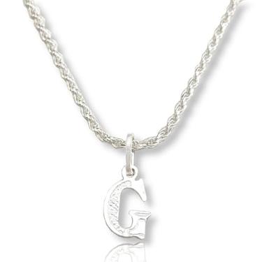 Imagem de Colar Cordão Baiano Prata Maciça 925 C/Pingente Letra (G)