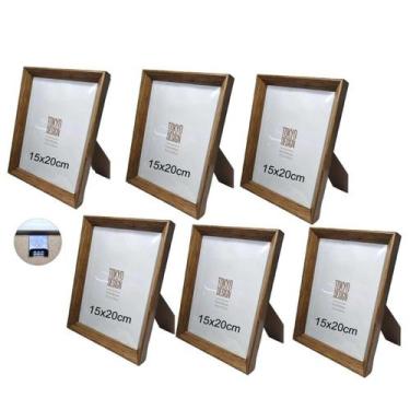 Imagem de Kit 6 Porta Retrato Madeira 15x20 Quadro de Fotos Decoração - MultiA, 