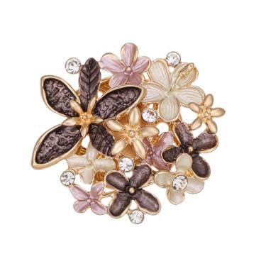 Imagem de lureme Broche floral vazado vintage - broche de lapela de esmalte e strass gota a óleo para mulheres, broche de flor em tom dourado/prata para casaco, chapéu, blazer(br000020), standard, Liga de aço