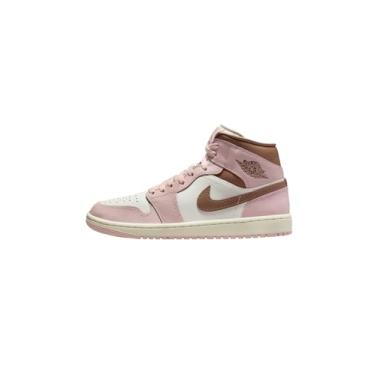 Imagem de Nike Tênis feminino Air Jordan 1 Mid, Rosa Oxford/Archaeo Brown-Sail, 35