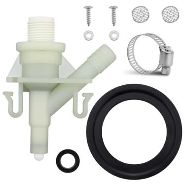 Imagem de Kit de válvula de vaso sanitário RV substitui 385311641, compatível com banheiros Dometic série 300/310/320 - Válvula sanitária com braçadeira de mangueira e fixadores para reparo de peças de vaso