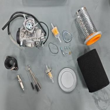 Imagem de Conjunto de carburador + coletor de admissão + filtro de ar com suporte de gaiola kit de tampa para Yamaha Kodiak Grizzly Wolverine 400 450 YFM400 YFM400 A/F YFM450 2004-2012
