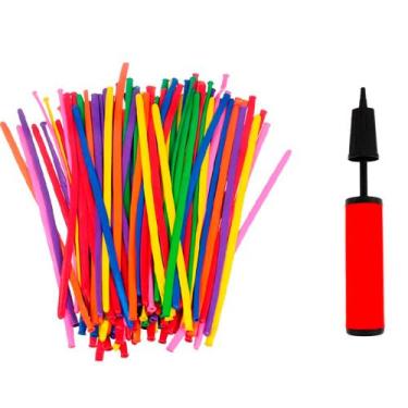 Imagem de 50 Balões Sortido Modelagem Canudo mais inflador de balões  - BalõesJO