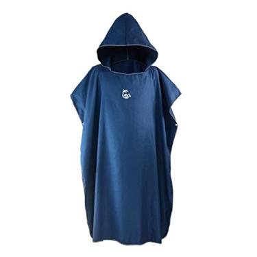 Imagem de Milageto Poncho de Surf, Changer, Frontal, Microfibra de lámpara Encapuzada, Toalha de Neoprene para para Esportes aéreos, Azul-marinho