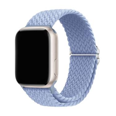 Imagem de Pulseira trançada elástica de nylon esportiva compatível com Apple Watch 49 mm, 46 mm, 45 mm, 44 mm, 42 mm, 41 mm, 40 mm e 38 mm para séries 11/10/9/8/7/6/5/4/3/SE/Ultra, 2 homens e mulheres (azul