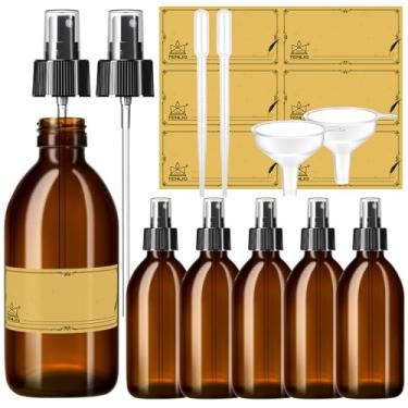 Imagem de TENLIG Frascos de spray de vidro âmbar de 142 g, pacote com 6 pequenos recarregáveis, para óleos essenciais, soluções de limpeza, névoa fina para cabelo, hidratação facial, aromaterapia, plantas, com